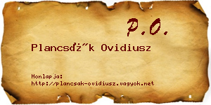 Plancsák Ovidiusz névjegykártya